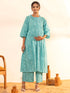 Sea Green Cotton Floral Printed Kurta with Palazzo